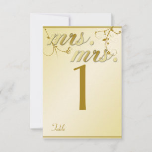 Elégant or Floral Gay Mariage Numéro de table