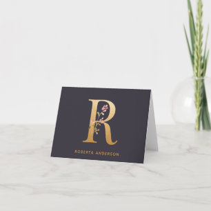 Élégant or floral R Monogram Chic Personnalisé