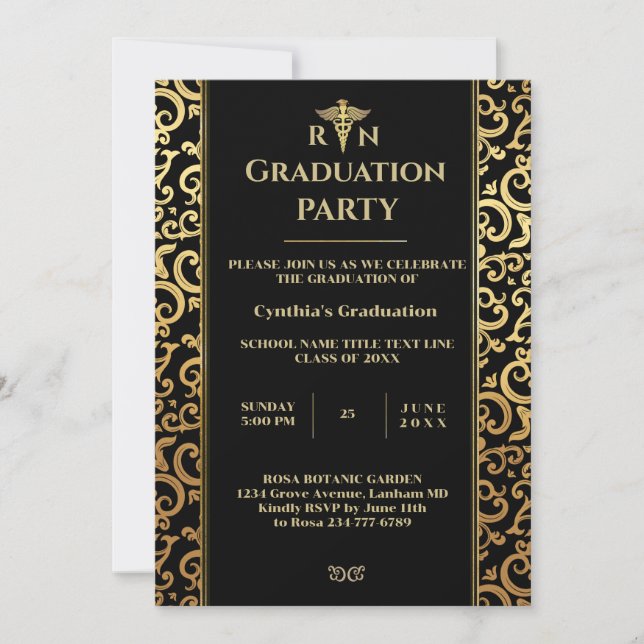 Elégant or Frame Graduation Party Invitation (Devant)