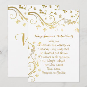 Elégant or, invitation de mariage personnalisée