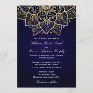 Elégant or Invitation indienne