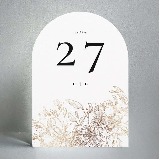 Elegant or Mariage Botanique Arche Numéro de table (Créateur téléchargé)