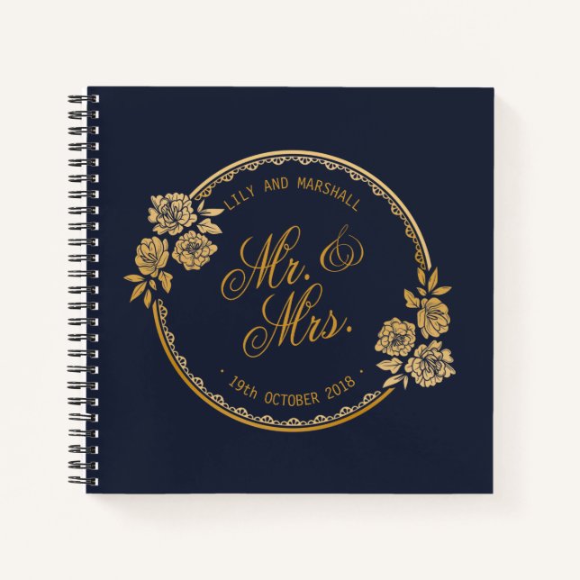 Elégant or Mariage personnalisé | Livre d'or (Devant)