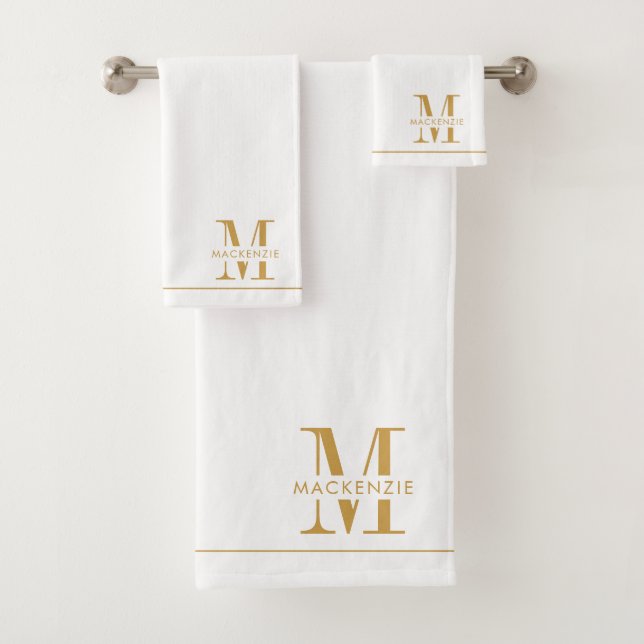 Élégant or Monogramme Nom Blanc (En situation)