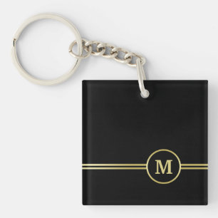 Élégant or Monogramme personnalisé sur noir