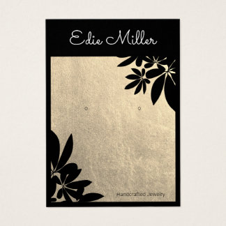 Élégant or noir floral Script de police oreille