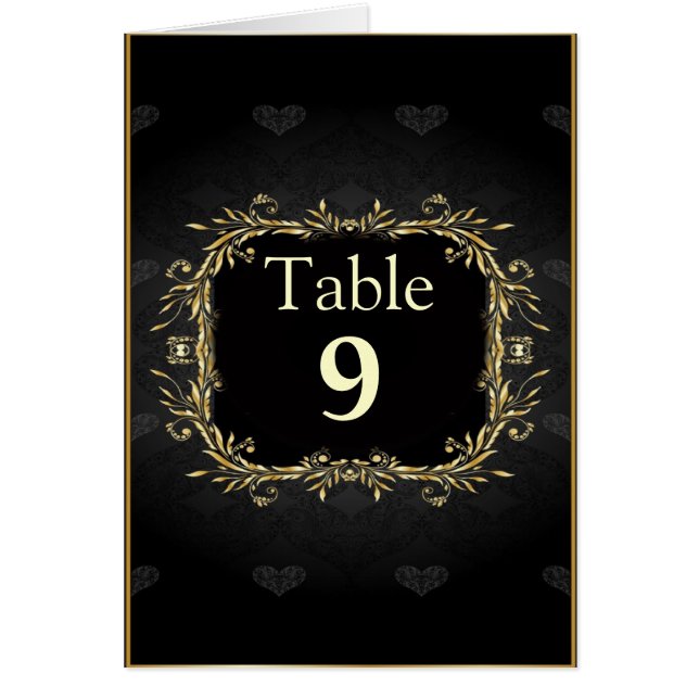 Élégant or noir Mariage de régal Numéro de table (Devant)
