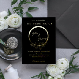 Elégant or noir Mariage Foil Invitation