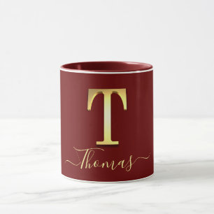 Élégant or personnalisé Monogramme T Nom Mug