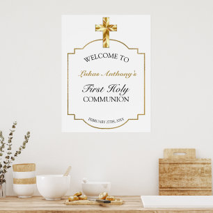 Elégant or Première Sainte Affiche de bienvenue Co