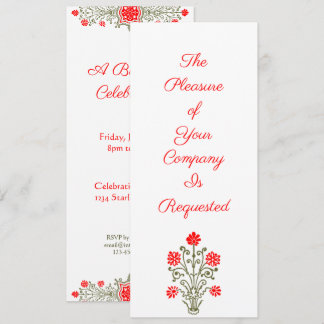 Elégant or & Rouge Floral Art Invitations personna