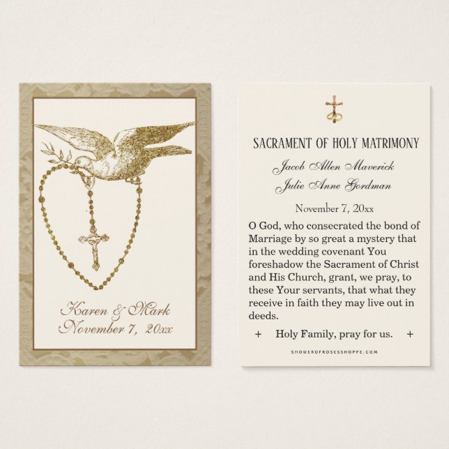 Elégant or Saint-Esprit Mariage Cartes saintes (Devant & derrière)