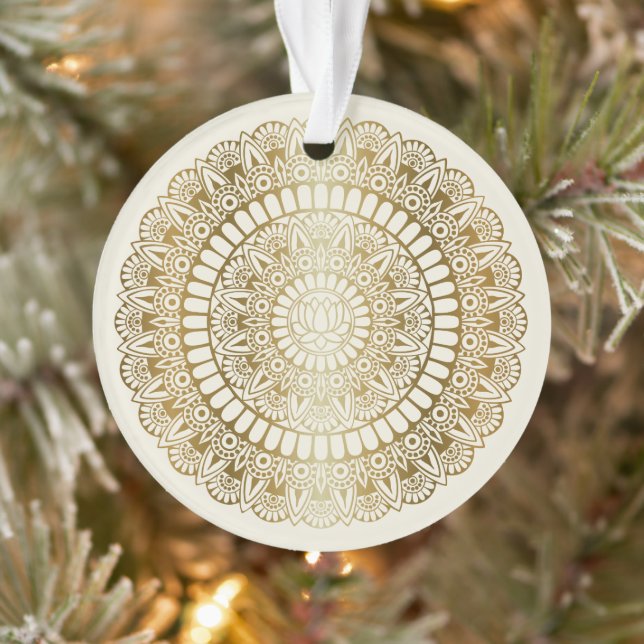 Elégant or sur crème Lotus Henna Mandala (Arbre)