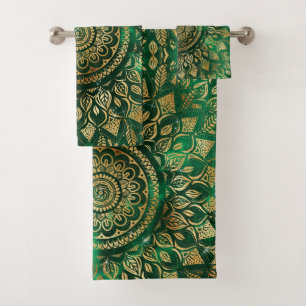 Élégant or vert Mandala Floral