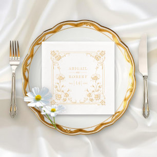 Elégant or vintage cadre fleuri mariage