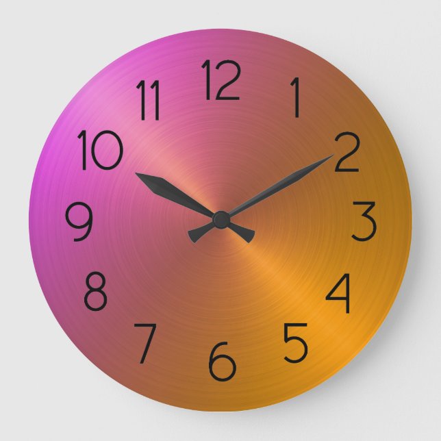 Elegant Orange bis rosa Ombre Gradient Große Wanduhr (Vorderseite)