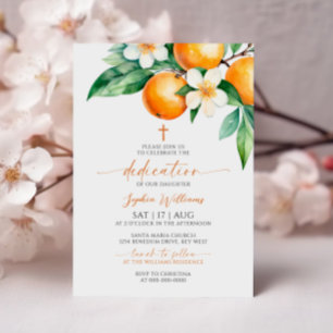 Elegant Orange Bloral Dedication Einladung