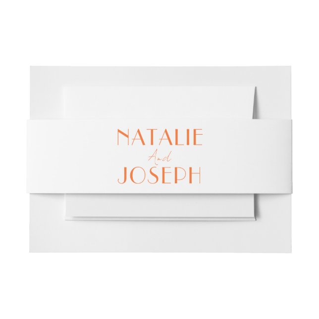 Elegant Orange Bright Fancy Minimalist Wedding Einladungsbanderole (Vorderseite Beispiel)