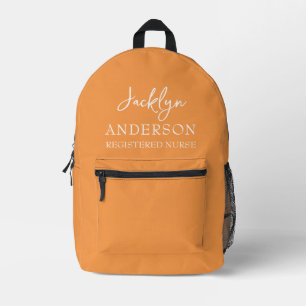 Elegant Orange Custom Nurse Bedruckter Rucksack