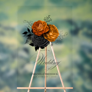 Elégant orange et noir Mariage gothique Bienvenue