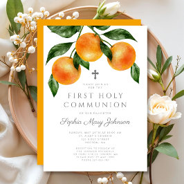 Elegant Orange First Holy Communion Einladung