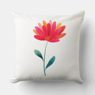 Elegant Orange Floral Botanical Throw Pillow Kissen