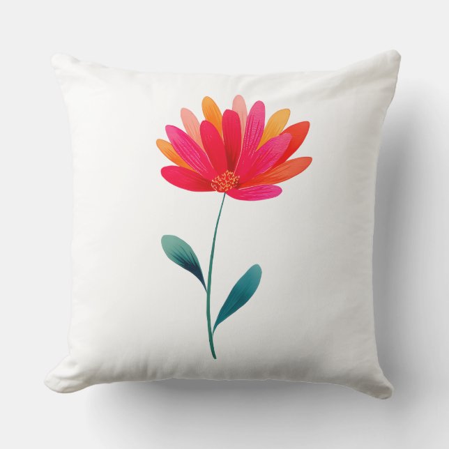 Elegant Orange Floral Botanical Throw Pillow Kissen (Vorderseite)