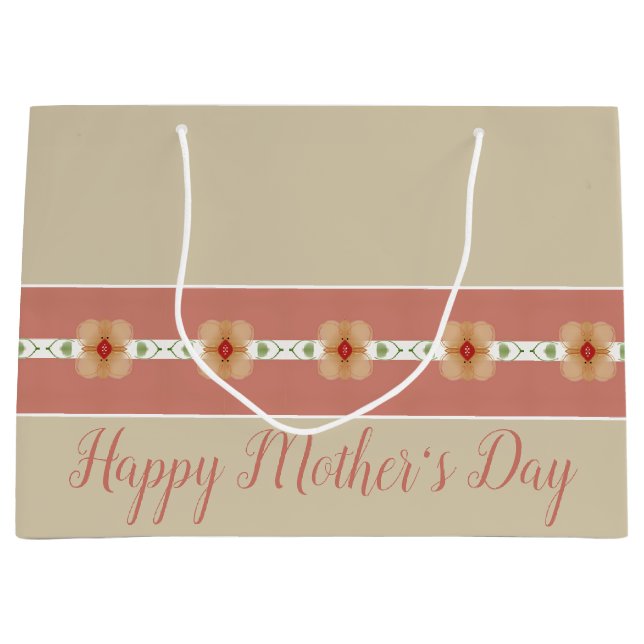 Elegant Orange Floral Große Geschenktüte (Vorderseite)