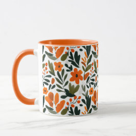 Elegant Orange Flowers Spring Botanical Pattern  Tasse