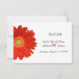 Elegant Orange Gerbera Daisy Wedding RSVP Card Karte