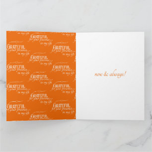 Elégant Orange Grateful Festin Carte Thanksgiving
