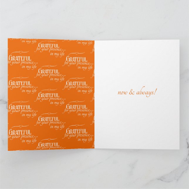 Elégant Orange Grateful Festin Carte Thanksgiving (Intérieur)