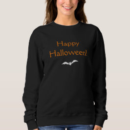 Elegant Orange Happy Halloween mit Bat Black Sweatshirt