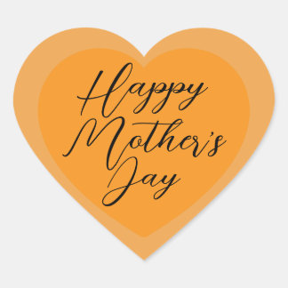 Elegant Orange Happy Mother's Day Herz-Aufkleber