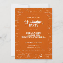 Elegant Orange Math Hand-Written Photo Graduation Einladung