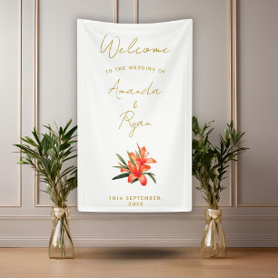 Elegant Orange Oleander Blume Wedding Welcome Banner