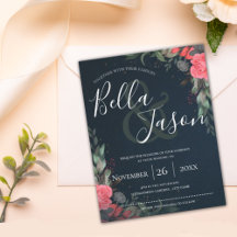 Elegant Orange Peach Gray Floral Script Hochzeit