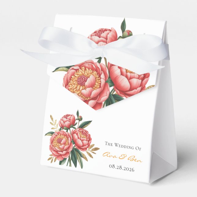 Elegant Orange Peony Bouquet Wedding Geschenkschachtel (Vorderseite)