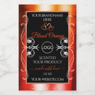 Elegant Orange Red Product Label Logo Juwelen Blac Lebensmitteletikett