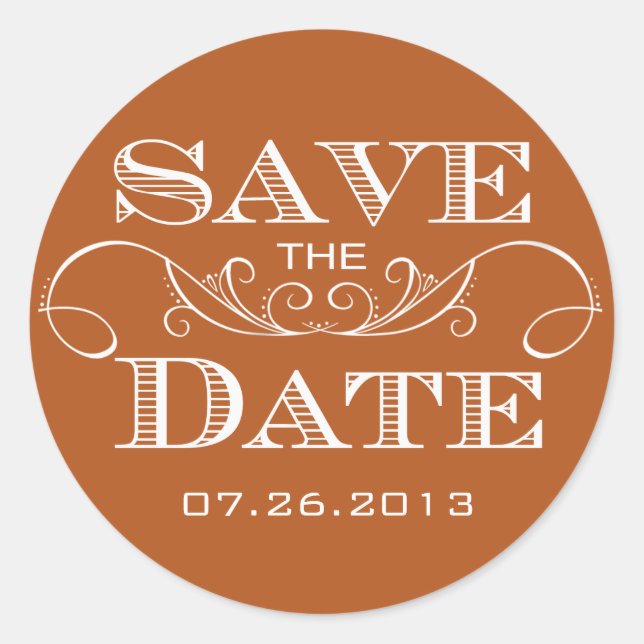 Elegant Orange Save the Date Aufkleber (Vorderseite)