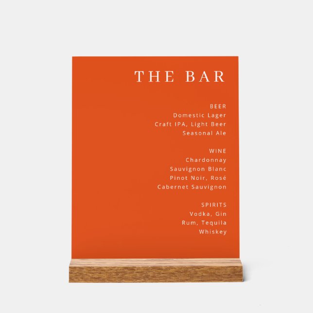 Elegant Orange Serif Bar Menu (Recto)