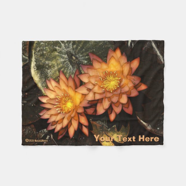 Elegant Orange Water Lilies Fleecedecke (Vorderseite (Horizontal))