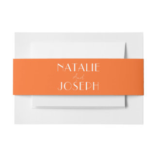 Elegant Orange White Bright Fancy Minimal Wedding Einladungsbanderole