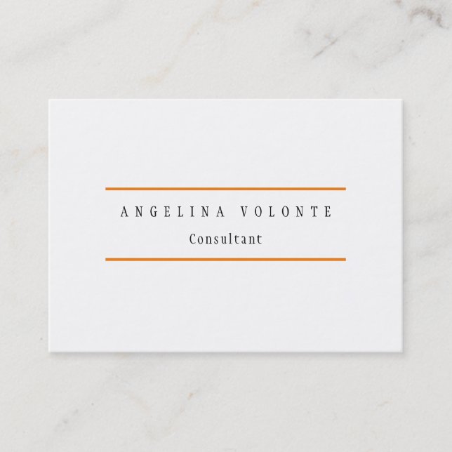 Elegant Orange White Minimalistisch Schlicht Moder Visitenkarte (Vorderseite)
