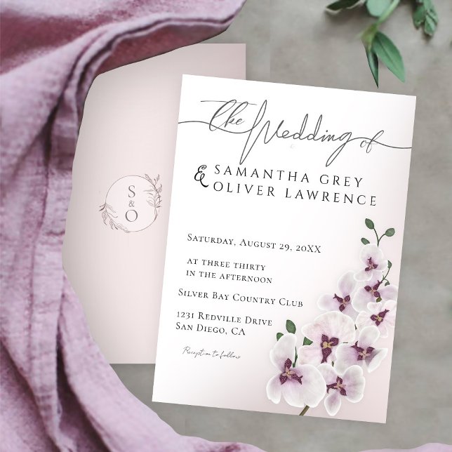 Elegant Orchid Minimalist Wedding Invitation Card (Créateur téléchargé)