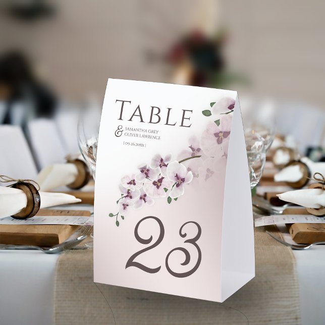 Elegant Orchid Minimalist Wedding Table Number Tischaufsteller (Von Creator hochgeladen)