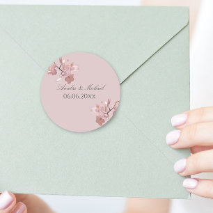 Elegant Orchid Save the Date Runder Aufkleber