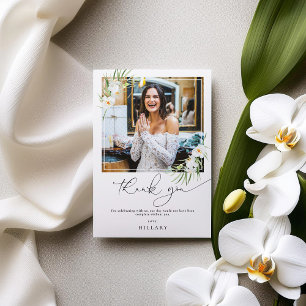 Elégant orchidée nuptiale carte de remerciements p