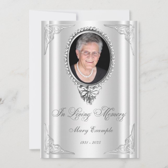 Elégant ordre blanc de service Cartes de deuil (Devant)
