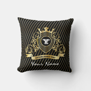 Élégant oreiller à lancer avec Monogramme d'or